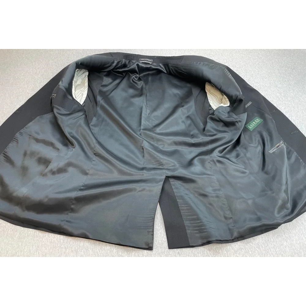 Lauren Ralph Lauren Blazer Mens 46R Black 100% Wool 2-Button Single Breast Lined